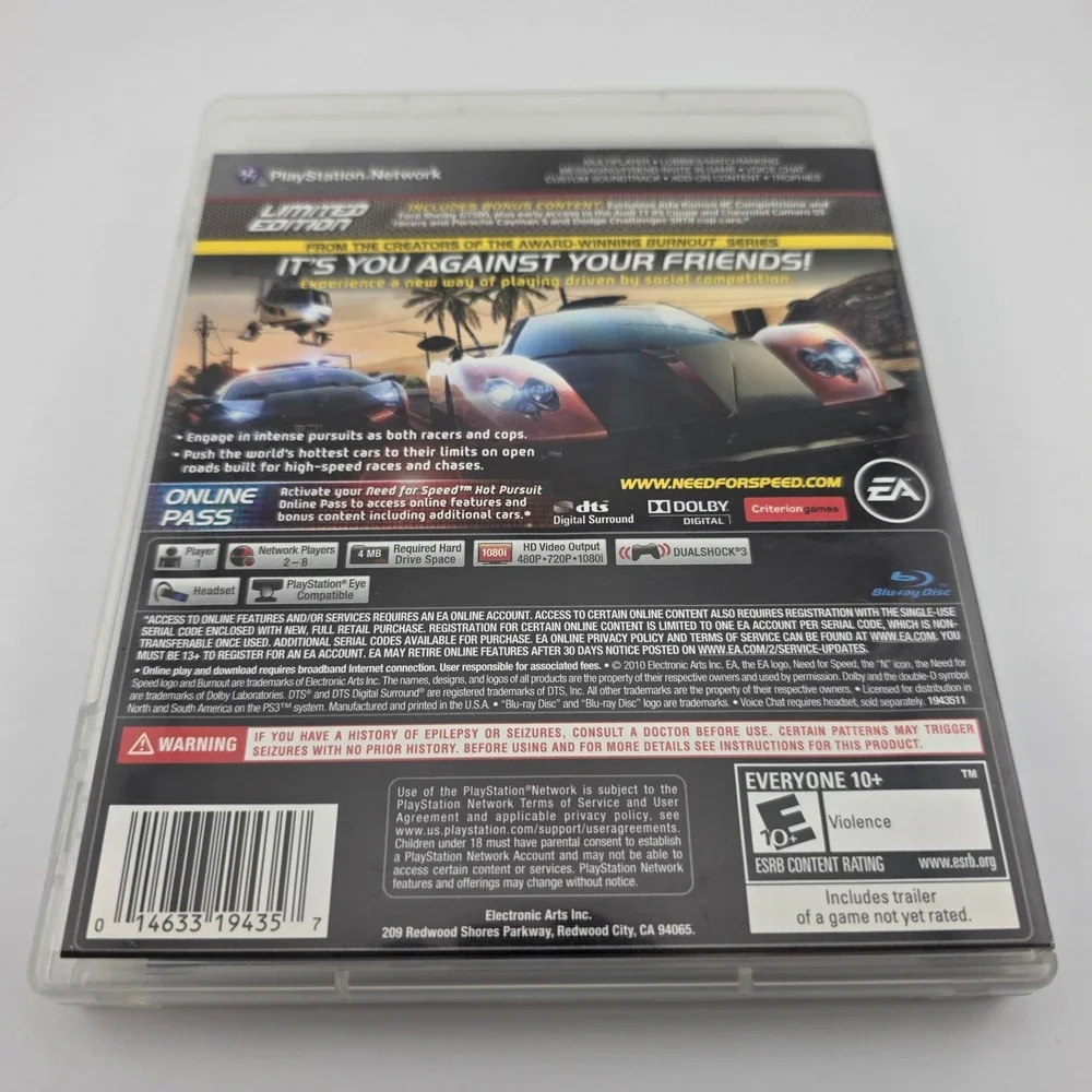 EA Need for Speed Hot Pursuit Limited Edition PS3 Black Manual Included